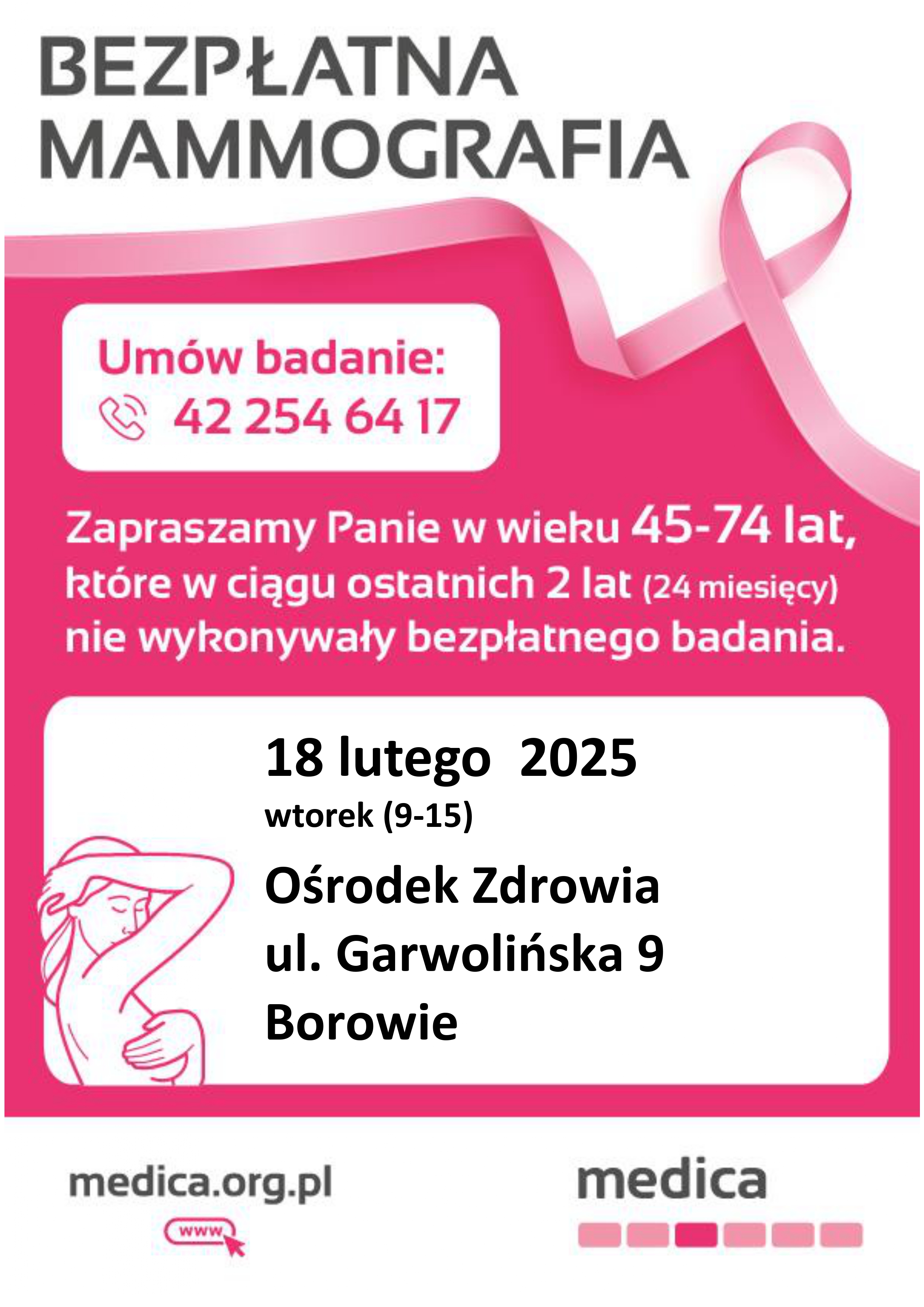 Plakat - Bezpłatne badania mammograficzne